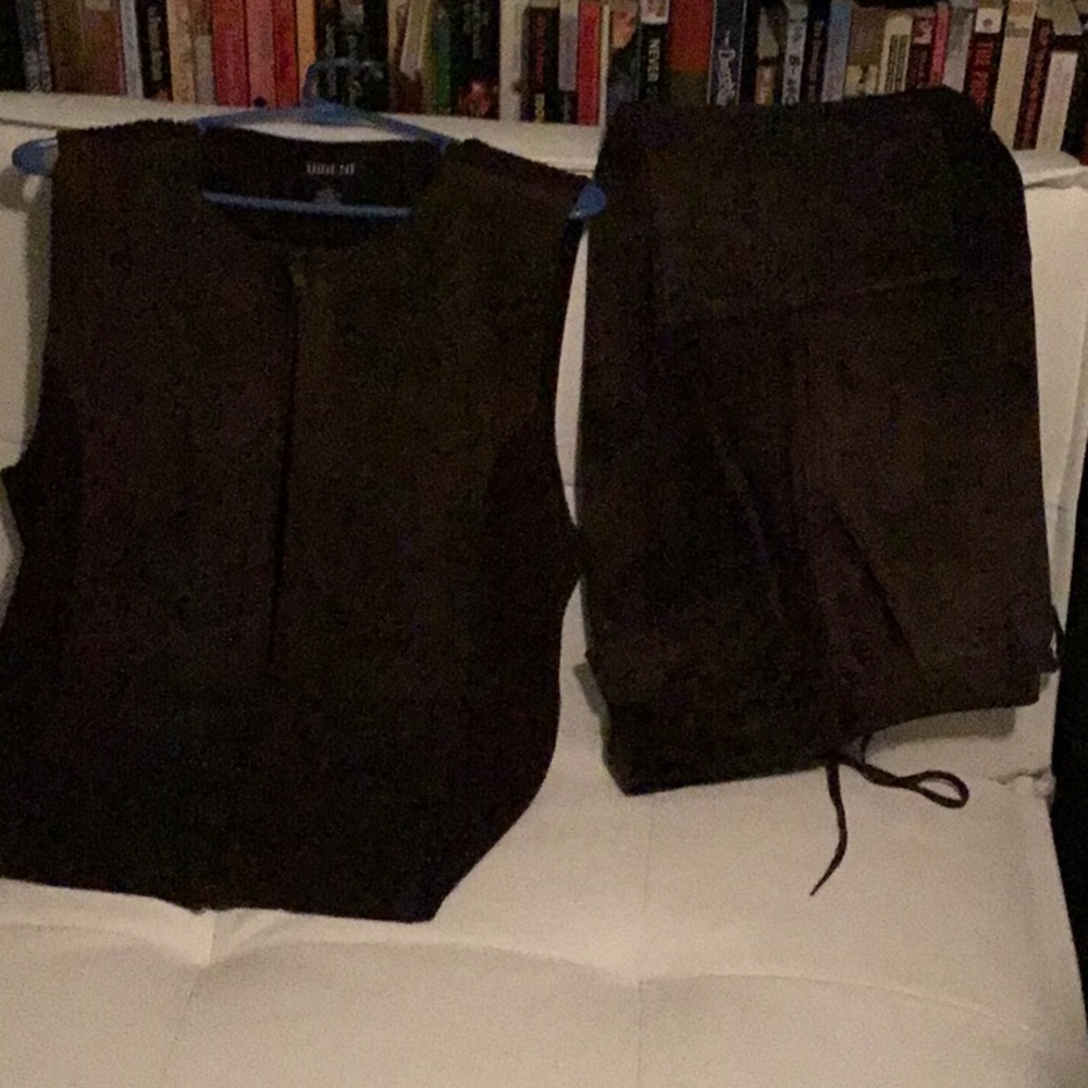 Suede pant and vest set